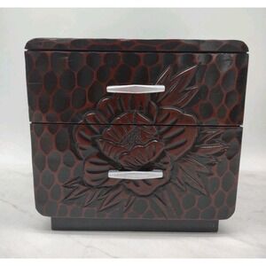 Japanese Wood Chest Tansu Dansu Chest Box 2 Drawer Storage Kamakura Lacquer Vtg
